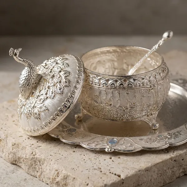 Peacock_Sugar_Pot_With_Tray