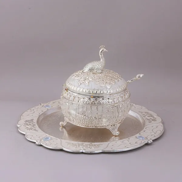 Peacock_Sugar_Pot_With_Tray