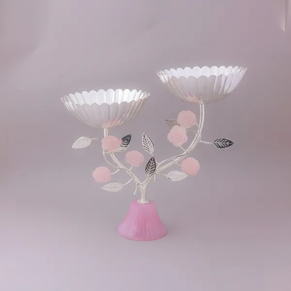 Elegant_Pink_&_White_Decorative_Serving_Stand_With_Floral_Design