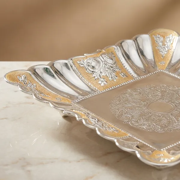 Square_Tray_Peach_-_Decorative_Serving_Tray_With_Gold_And_Silver_Accents