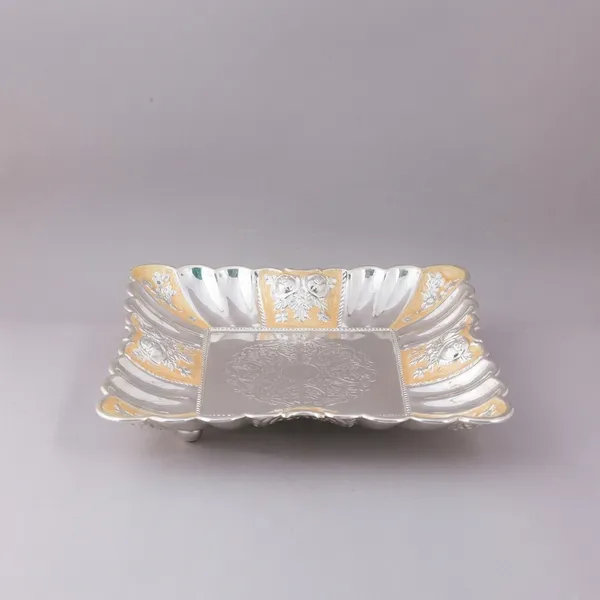 Square_Tray_Peach_-_Decorative_Serving_Tray_With_Gold_And_Silver_Accents