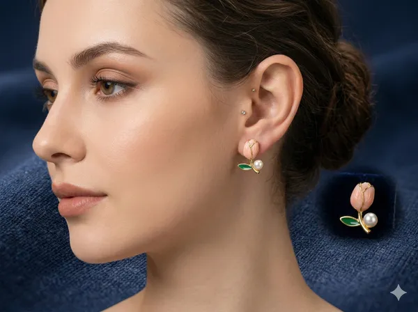 Blushing_Tulip_Enamel_Studs_|_Morning_Dew_Tulip_Earrings_For_Women
