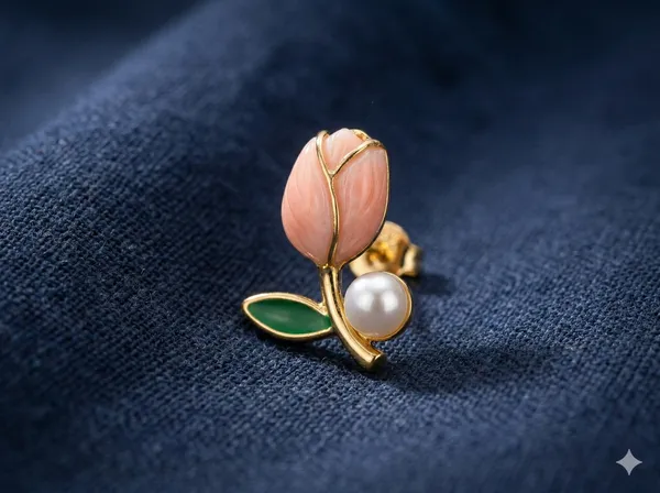 Blushing_Tulip_Enamel_Studs_|_Morning_Dew_Tulip_Earrings_For_Women