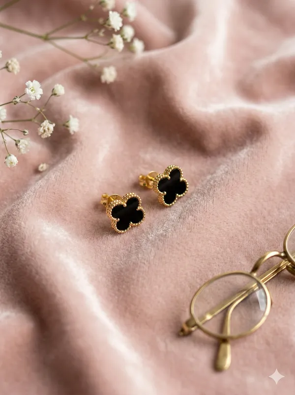Midnight_Fortune_Lucky_Four_Leaf_Clover_18K_Gold_Tone_Titanium_Steel_Anti_Tarnish__Earrings_For_Women_(_Hypoallergenic,Lifeproof_,Waterproof_,_Sweatproof_,_Highly_Durable_)