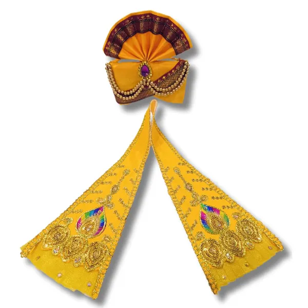 Yellow_Ganpati_Pheta_And_Dupatta_Set_Fits_Idols_Of_Height_1Ft_To_2.5_Ft_Pheta_Diameter_4_Inches_Flexible_Base_Includes_Aasan_Mala_Atharvashish_Book_Regular