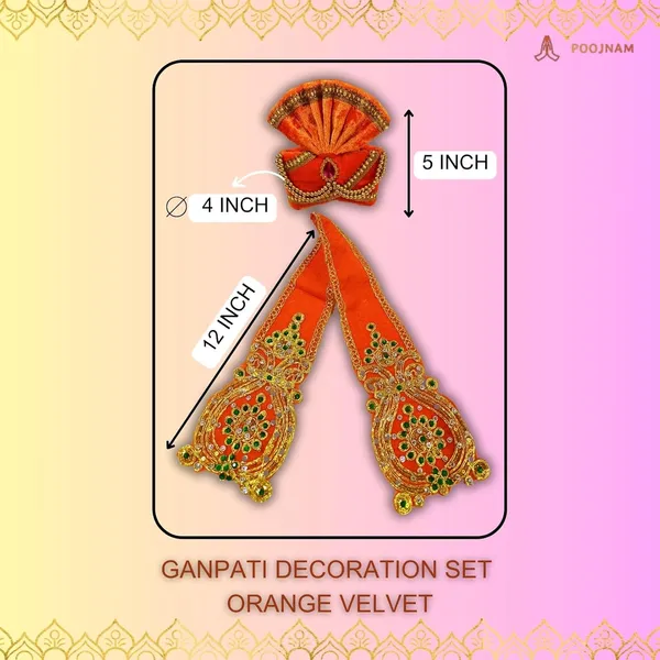 Orange_Ganpati_Pheta_And_Dupatta_Set_Fits_Idols_Of_Height_1Ft_To_2_5_Ft_Pheta_Diameter_4_Inches_Flexible_Base_Includes_Aasan_Mala_Atharvashish_Book_Orange_Premium