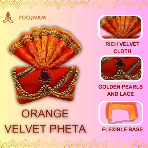 Orange_Ganpati_Pheta_And_Dupatta_Set_Fits_Idols_Of_Height_1Ft_To_2_5_Ft_Pheta_Diameter_4_Inches_Flexible_Base_Includes_Aasan_Mala_Atharvashish_Book_Orange_Premium