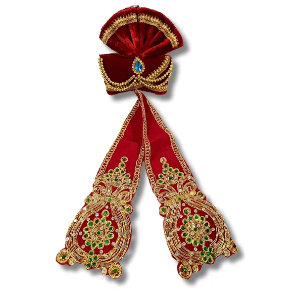 Red_Ganpati_Pheta_And_Dupatta_Set_Fits_Idols_Of_Height_1Ft_To_2.5_Ft_Pheta_Diameter_4_Inches_Flexible_Base_Includes_Aasan_Mala_Atharvashish_Book_Premium