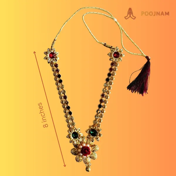 Gold_Kanthi_Necklace_For_God_Goddess_Divine_Celebrations_Decoration_And_Gifting_Puja_Accessories_For_Ganpati_Navrati_Other_Hindu_Festivals_Rose_8_Inch