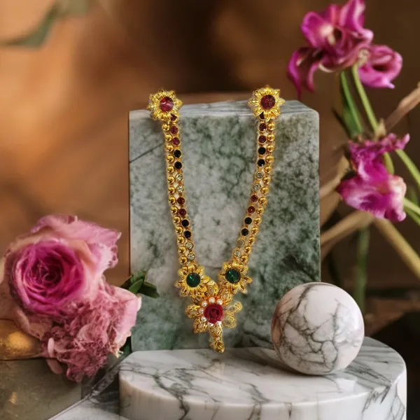 Gold_Kanthi_Necklace_For_God_Goddess_Divine_Celebrations_Decoration_And_Gifting_Puja_Accessories_For_Ganpati_Navrati_Other_Hindu_Festivals_Rose_8_Inch