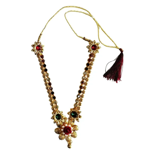 Gold_Kanthi_Necklace_For_God_Goddess_Divine_Celebrations_Decoration_And_Gifting_Puja_Accessories_For_Ganpati_Navrati_Other_Hindu_Festivals_Rose_8_Inch