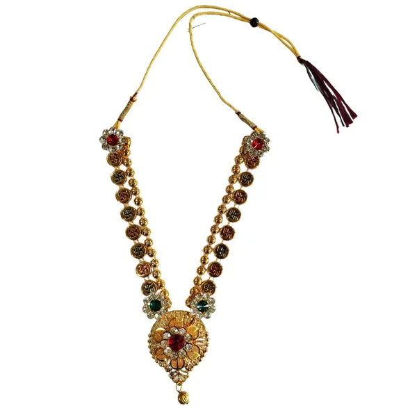 Gold_Kanthi_Necklace_For_God_Goddess_Divine_Celebrations_Decoration_And_Gifting_Puja_Accessories_For_Ganpati_Navrati_And_Other_Hindu_Festivals_Swastik_8_Inch