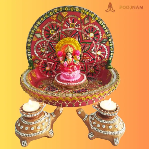 Gold_Diwali_Diya_Tortoise_Shape_Handmade_Teracotta_Clay_Diya_With_Silver_Decoration_Set_Of_2_10_Free_Tea_Ligth_Wax_Candles_Ideal_For_Diwali_Gifting_Home_Decoration