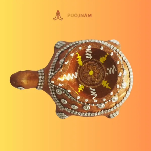 Gold_Diwali_Diya_Tortoise_Shape_Handmade_Teracotta_Clay_Diya_With_Silver_Decoration_Set_Of_2_10_Free_Tea_Ligth_Wax_Candles_Ideal_For_Diwali_Gifting_Home_Decoration