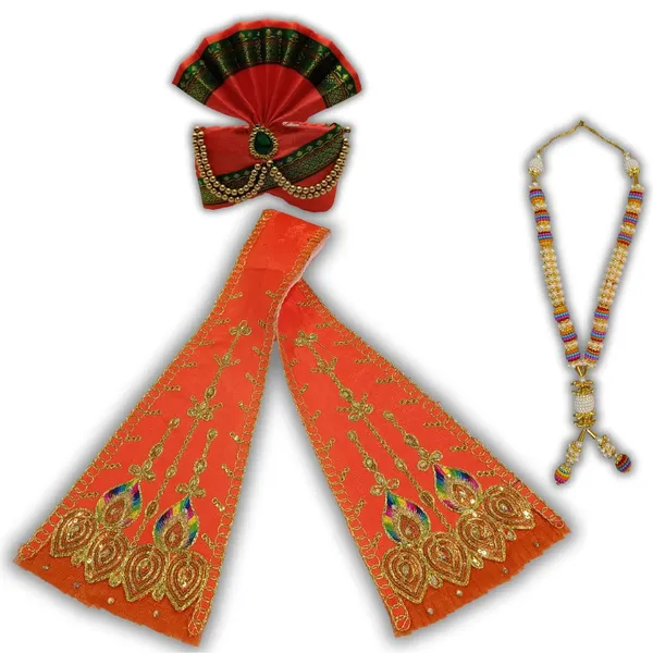 Orange_Premium_Ganpati_Decoration_Set_Luxurious_Satin_Pheta_Elegant_Matching_Thes_With_Divine_Kanthi_Includes_Complimentary_Aasan_Fits_Ganesh_Chaturthi_Idols