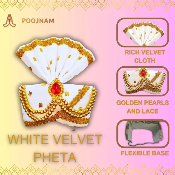 White_Premium_Ganpati_Decoration_Set_Luxurious_Satin_Pheta_Elegant_Matching_Thes_With_Divine_Kanthi_Includes_Complimentary_Aasan_Fits_Ganesh_Chaturthi_Idols_1Ft_To_2Ft