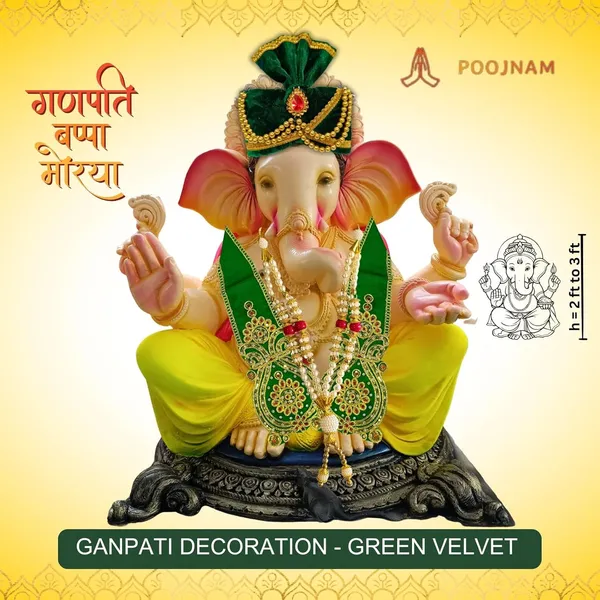 Green_Ganpati_Decoration_Set_Large_Traditional_Pheta_Ethnic_Dupatta_Divine_Kanthi_For_2-3_Ft_Idols_Includes_Aasan_Mala_Ganpati_Atharvashish_Book