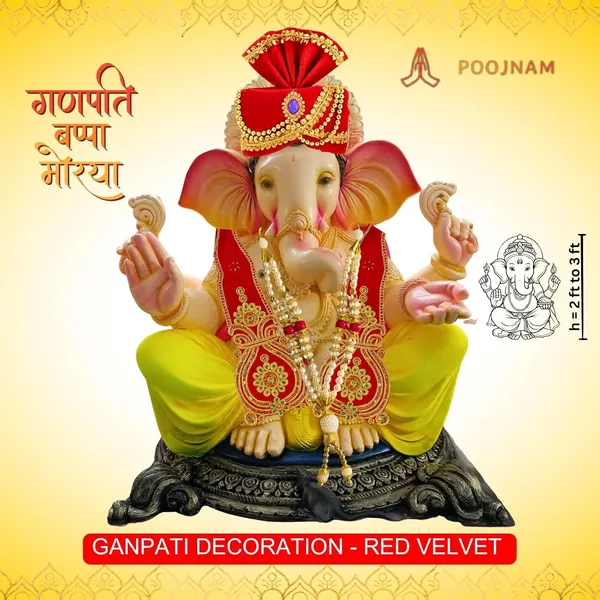 Red_Ganpati_Decoration_Set_Velvet_Traditional_Ganpati_Pheta_Ehtnic_Dupatta_And_Divine_Kanthi_Fits_Idols_2Ft_To_3Ft_Includes_Aasan_Mala_And_Atharvashish_Book