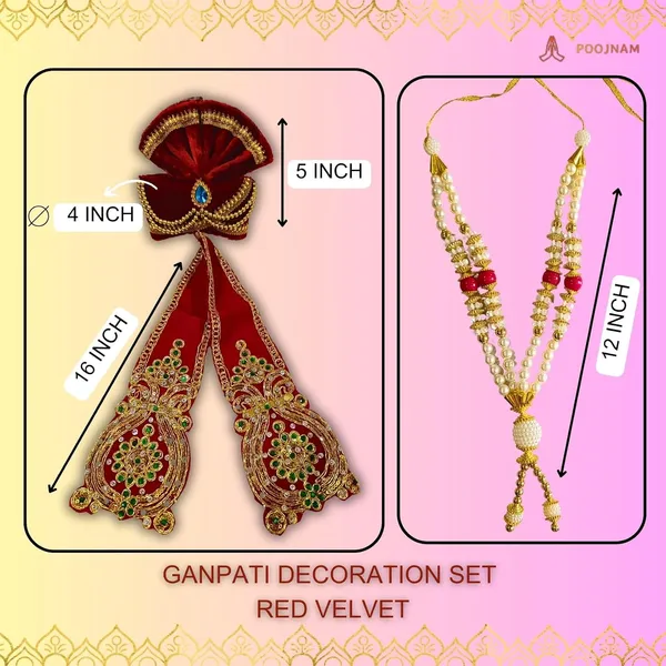 Red_Ganpati_Decoration_Set_Velvet_Traditional_Ganpati_Pheta_Ehtnic_Dupatta_And_Divine_Kanthi_Fits_Idols_2Ft_To_3Ft_Includes_Aasan_Mala_And_Atharvashish_Book