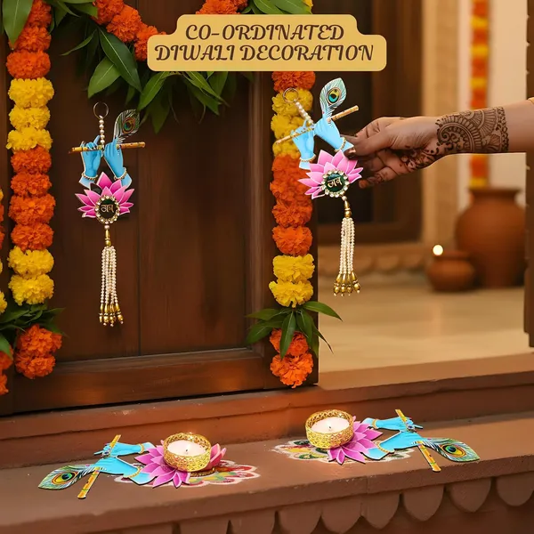 Multicolor_Premium_Radha_Krishna_Diya_Set_Of_2_Shubh_Labh_Latkan_Combo_For_Main_Door_Diwali_Decoration_Handcrafted_Vibrant_Mdf_Tea_Light_Holder_Traditional_Diwali_Puja_Gifting