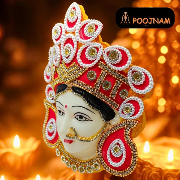 Red_Divine_Laxmi_Maata_Mukhota_For_Margashirsha_Puja_Handcrafted_Yellow_Base_Face_With_Pearl_Work_Perfect_For_Temple_Decor_Puja_Auspicious_Gifting