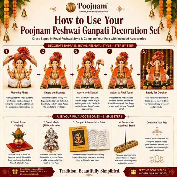 Peshwai_Ganpati_Pheta_And_Dupatta_Set_With_Kanthi_Orange_Fits_Idols_Of_Height_1_5_Ft_To_2_5_Ft_Pheta_Diameter_4_Inches_Flexible_Base_Includes_Aasan_Mala_Atharvashish_Book