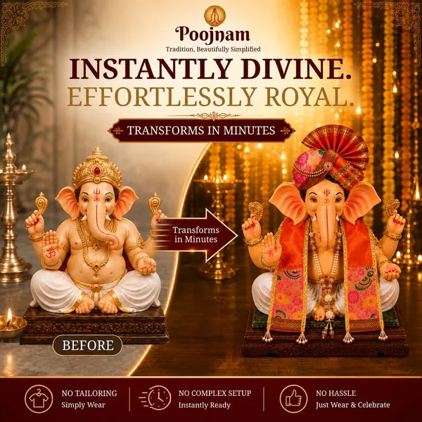 Peshwai_Ganpati_Pheta_And_Dupatta_Set_With_Kanthi_Orange_Fits_Idols_Of_Height_1_5_Ft_To_2_5_Ft_Pheta_Diameter_4_Inches_Flexible_Base_Includes_Aasan_Mala_Atharvashish_Book