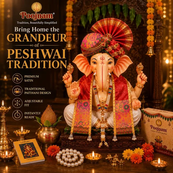 Peshwai_Ganpati_Pheta_And_Dupatta_Set_With_Kanthi_Red_Fits_Idols_Of_Height_1_5_Ft_To_2_5_Ft_Pheta_Diameter_4_Inches_Flexible_Base_Includes_Aasan_Mala_Atharvashish_Book