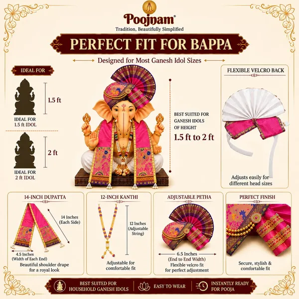 Peshwai_Ganpati_Pheta_And_Dupatta_Set_With_Kanthi_Pink_Fits_Idols_Of_Height_1_5_Ft_To_2_5_Ft_Pheta_Diameter_4_Inches_Flexible_Base_Includes_Aasan_Mala_Atharvashish_Book