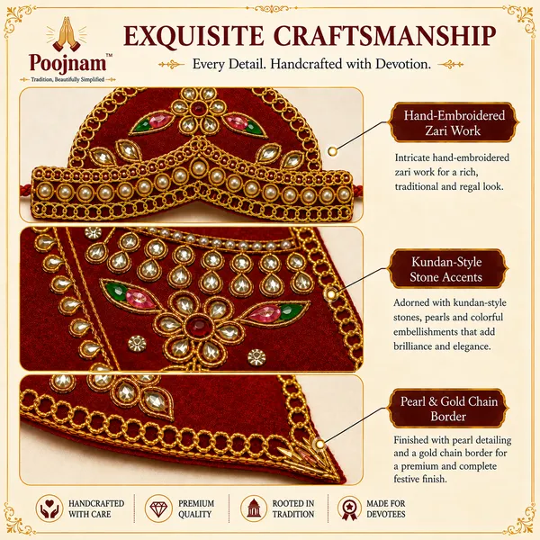 Ganesh_Chaturthi_Decoration_Set_for_Ganpati_Idol_|_Red_Velvet_Mukut_(Crown)_&_Matching_Dupatta_with_4_Puja_Accessories