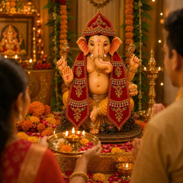 Ganesh_Chaturthi_Decoration_Set_for_Ganpati_Idol_|_Red_Velvet_Mukut_(Crown)_&_Matching_Dupatta_with_4_Puja_Accessories
