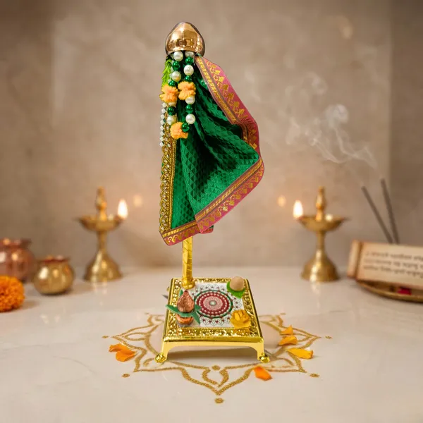Green_Peshwai_Readymade_Gudi_with_Decoactive_Chowki_|_Table_Top_Gudi_for_Gudi_Pada_Puja_and_Decoration_in_Gift_Box_Packaging