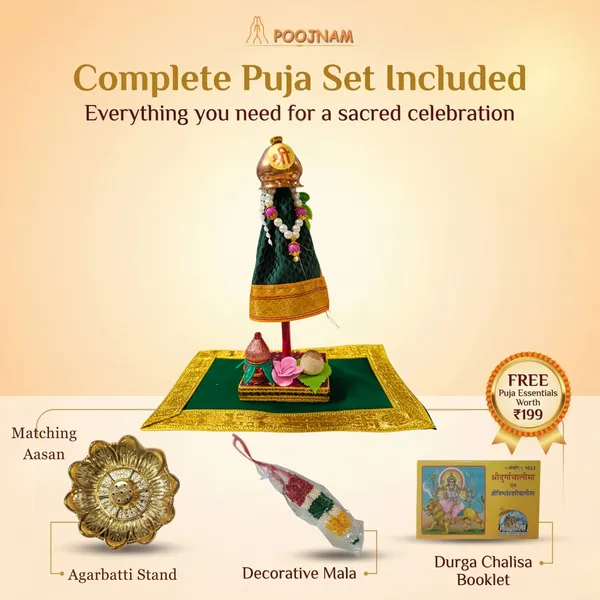 Green_Readymade_Gudi_Lota_Chunnari_Flower_Sugar_Garland_Neem_Leaf_On_Stand_With_Kalash_Supaari_Flowers_Free_Aasan_Gudi_Padwa_Decoration_In_Transparent_Gift_Box_9_Inches