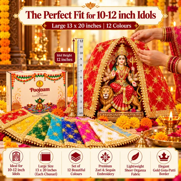 Poojnam_Navratri_Chunnari_Set,_12_Colours__|_Chunari_for_Mata_|_Handcrafted_Gold_Embroidery,_Sheer_Festive_Fabric_for_Durga_Mata_Puja,_Idol_Decoration,_Mata_ki_Chowki,_Festive_Gifting