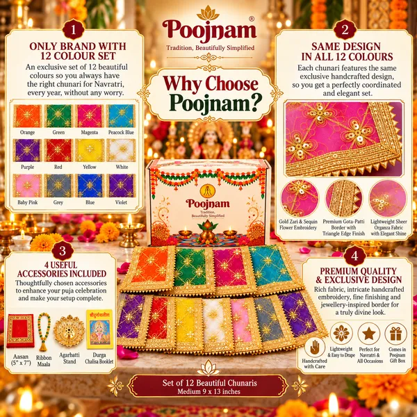 Poojnam_Navratri_Chunnari_Set,_12_Colours__|_Chunari_for_Mata_|_Handcrafted_Gold_Embroidery,_Sheer_Festive_Fabric_for_Durga_Mata_Puja,_Idol_Decoration,_Mata_ki_Chowki,_Festive_Gifting