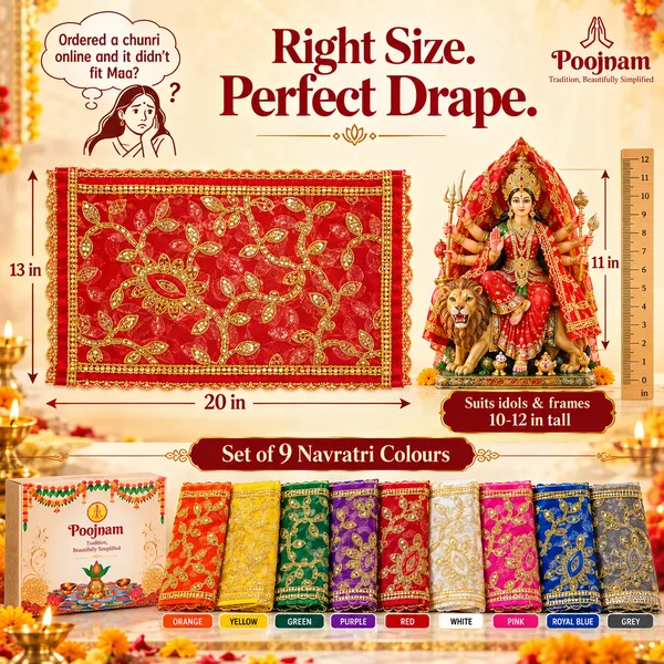 Poojnam_9_Colour_Navratri_Chunnari_Set_with_4_Puja_Accessories,_Mata_Chunri_for_Durga_Idol_Decoration,_13_x_20_Inch_Dupatta_for_Navratri_Puja_&_Durga_Puja