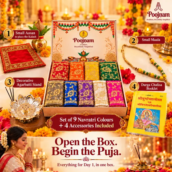 Poojnam_9_Colour_Navratri_Chunnari_Set_with_4_Puja_Accessories,_Mata_Chunri_for_Durga_Idol_Decoration,_13_x_20_Inch_Dupatta_for_Navratri_Puja_&_Durga_Puja