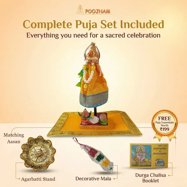 Yellow_Readymade_Gudi_Lota_Chunnari_Flower_Sugar_Garland_Neem_Leaf_On_Stand_With_Kalash_Supaari_Flowers_Free_Aasan_Gudi_Padwa_Decoration_In_Transparent_Gift_Box