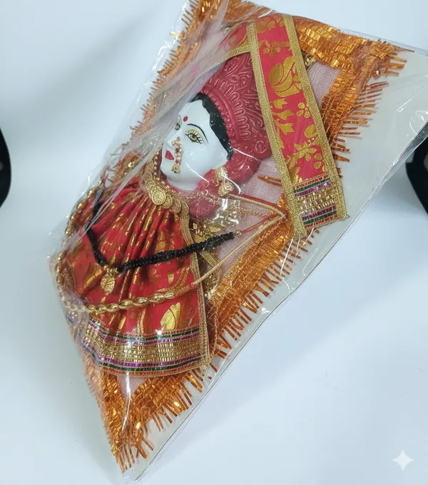 Red_Polyfibre_Lakshmi_Mukhota_With_Saree_And_Shringaar_Devi_Ma_Shringaar_For_Margashirsha_Varalakshmi_Vrath_Puja_And_Decoration