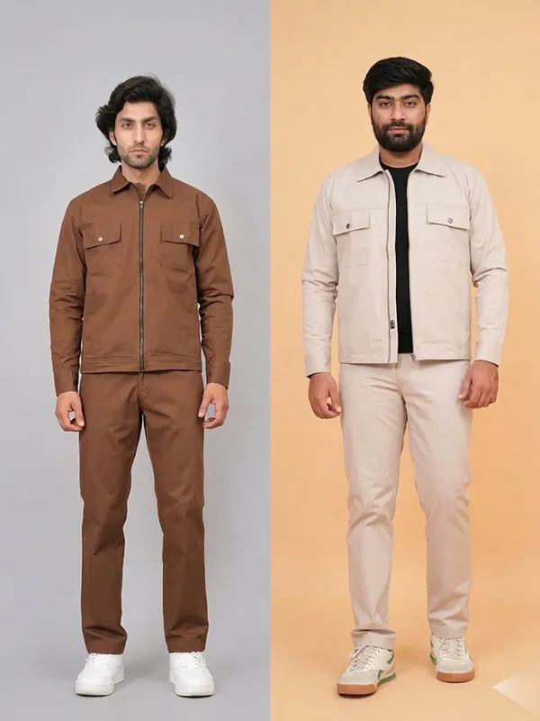 Beige_And_Brown_Cotton_Premium_Co_Ord_Set_For_Men_Pack_Of_2