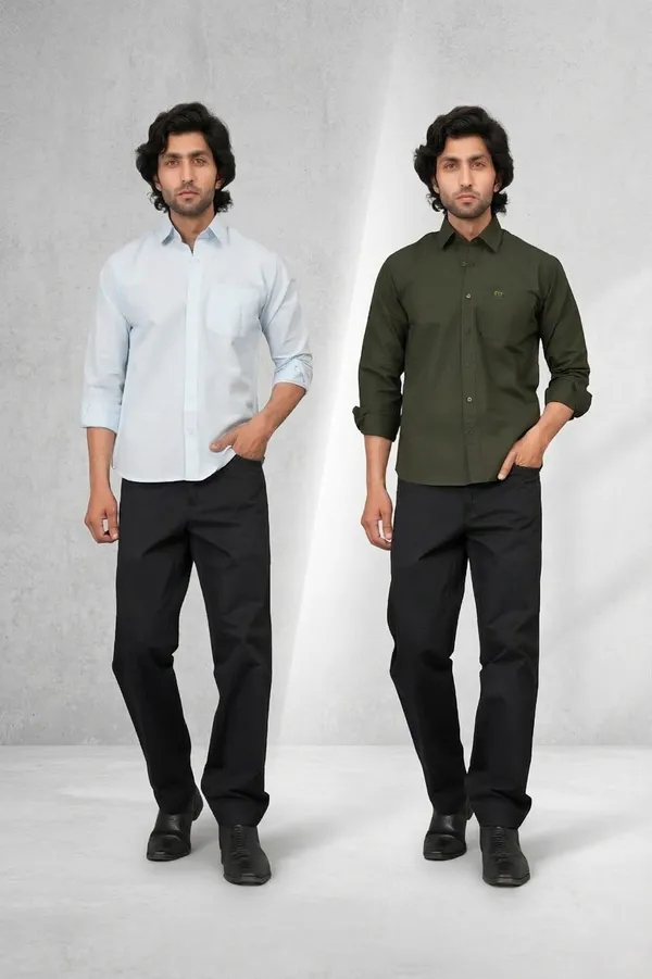 Green_And_Sky_Blue_Cotton_Premium_Shirt_For_Men_Pack_Of_2