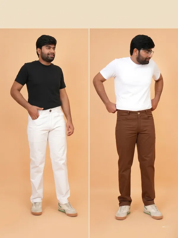 Dark_Brown_And_White_Cotton_Premium_Trousers_For_Men_Pack_Of_2