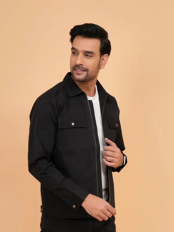 Black_Cotton_Premium_Shacket_For_Men
