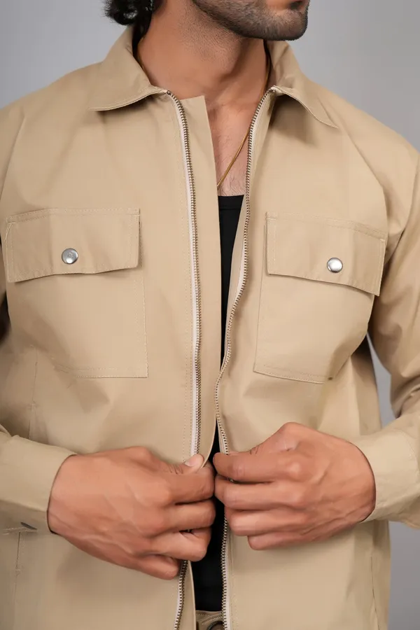 Khaki_And_Green_Cotton_Premium_Shacket_And_Shirt_For_Men_Pack_Of_2