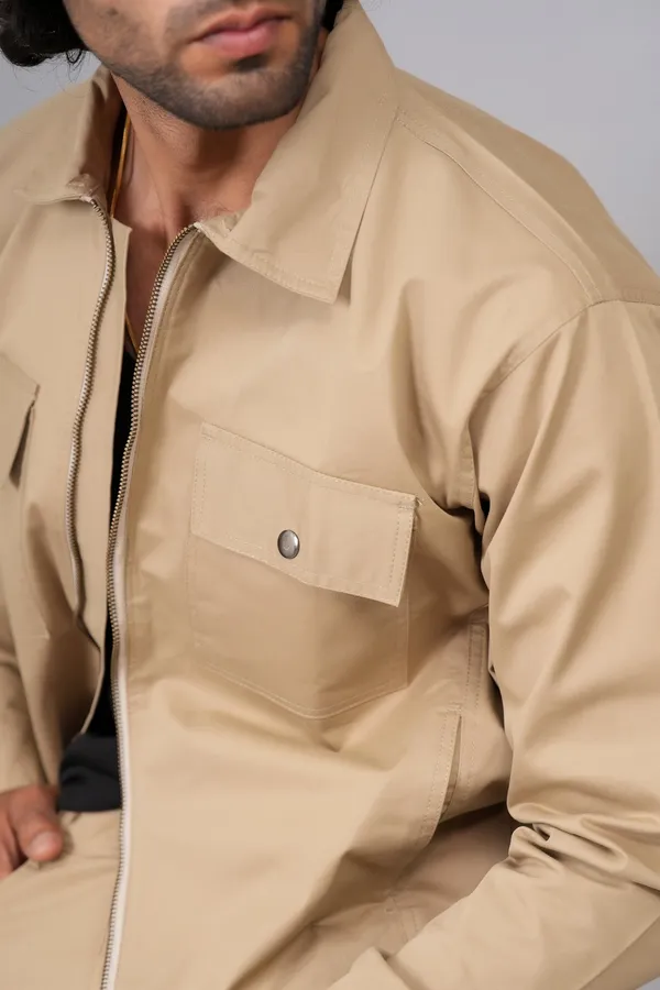 Khaki_And_Green_Cotton_Premium_Shacket_And_Shirt_For_Men_Pack_Of_2