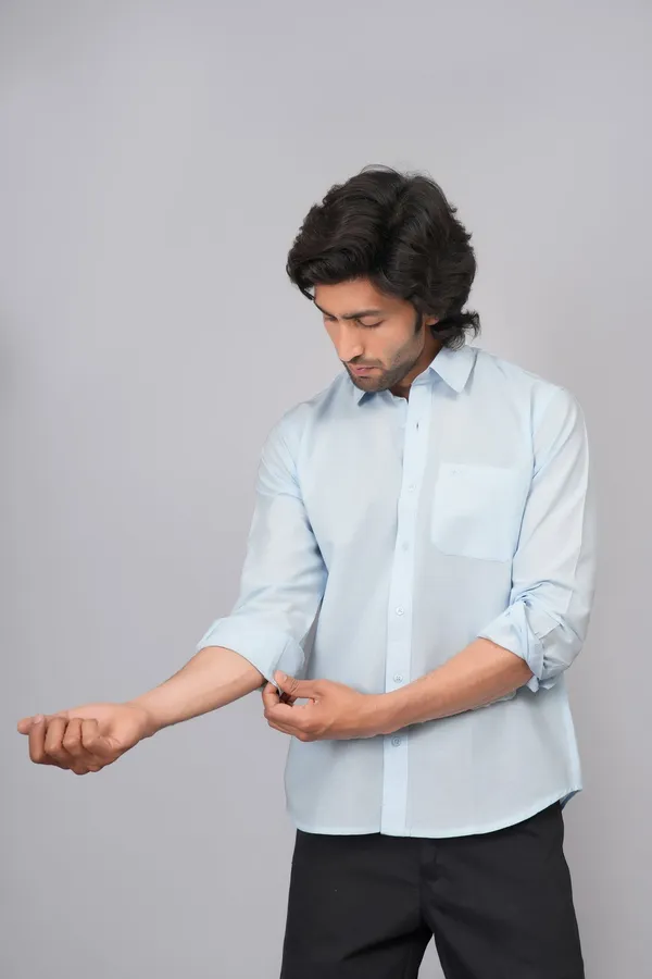 Green_And_Sky_Blue_Cotton_Premium_Shirt_For_Men_Pack_Of_2