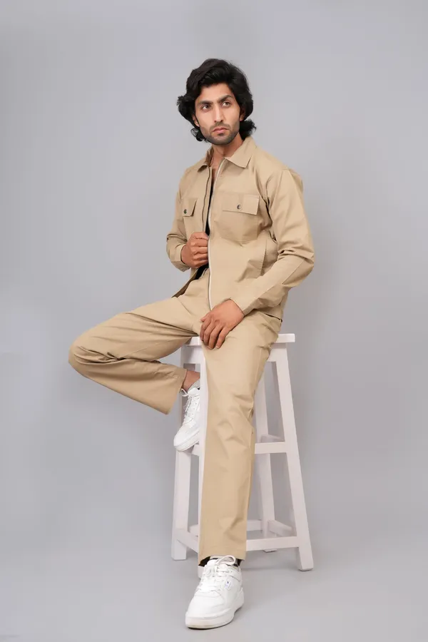 Khaki_Cotton_Premium_Co_Ord_Set_For_Men