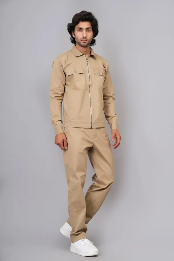 Khaki_Cotton_Premium_Co_Ord_Set_For_Men