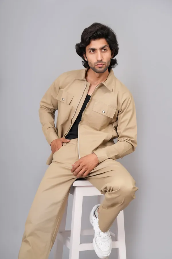 Khaki_Cotton_Premium_Co_Ord_Set_For_Men