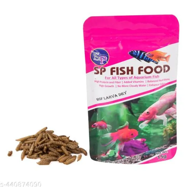 Sp_Floating_Pallate_Fish_Food_For_All_Fishes_1.2Mm_100Gm_Pouch_With_Black_Soldier_Larva_Dry_Fish_Food_15Gm_Pouch_Pack_Of_2